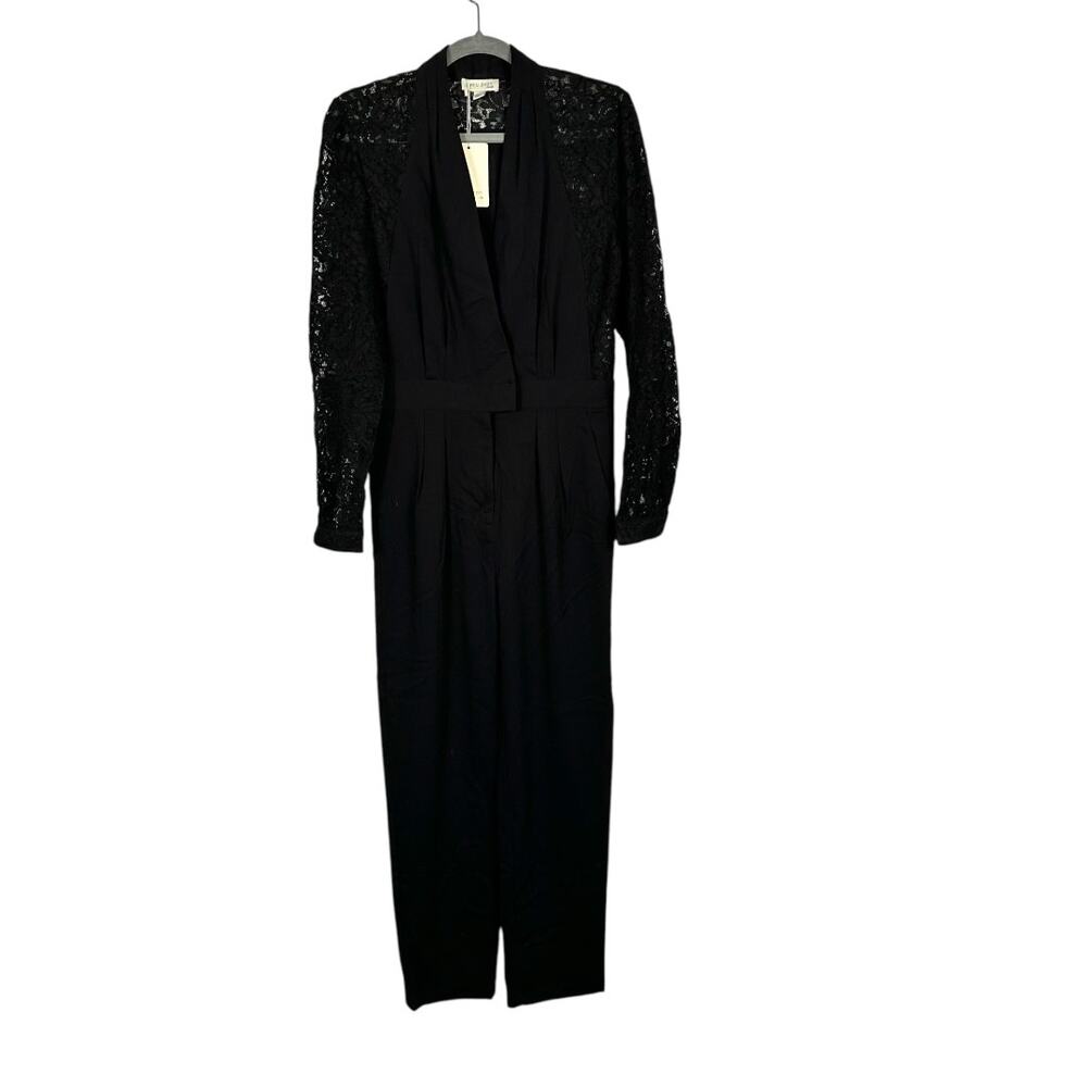 Anthropologie See U Soon Black Lace Detail Jumpsuit Small